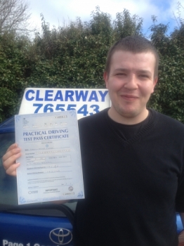 Thank you Fred for getting me through my test 1st time as it was so very important to me I would recommend Clearway to anyone as he was very professional reassuring and polite throughout Thank you Passed 1st April 2014